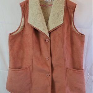 Denim & Co.  Womens Faux Shearling Pink Vest